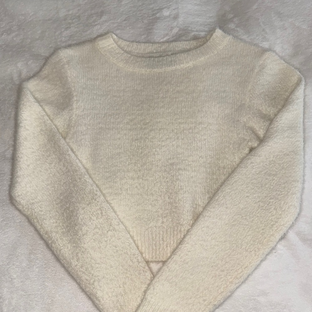Urban Outfitters Cream Textured Crewneck Sweater